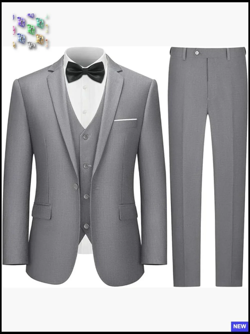Slim Fit Business Suit Set Modern One Button Blazer Vest Pants Formal Elegant